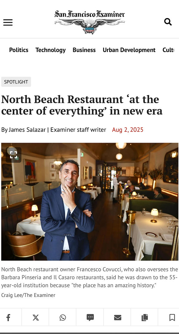 San Francisco Examiner article about North Beach Restaurant’s new era